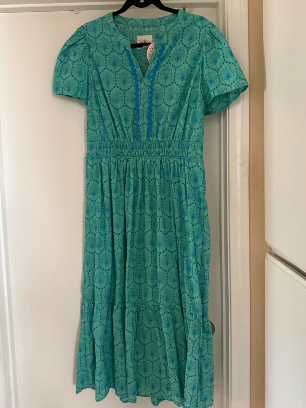 Umgee Teal Eyelet Midi Dress